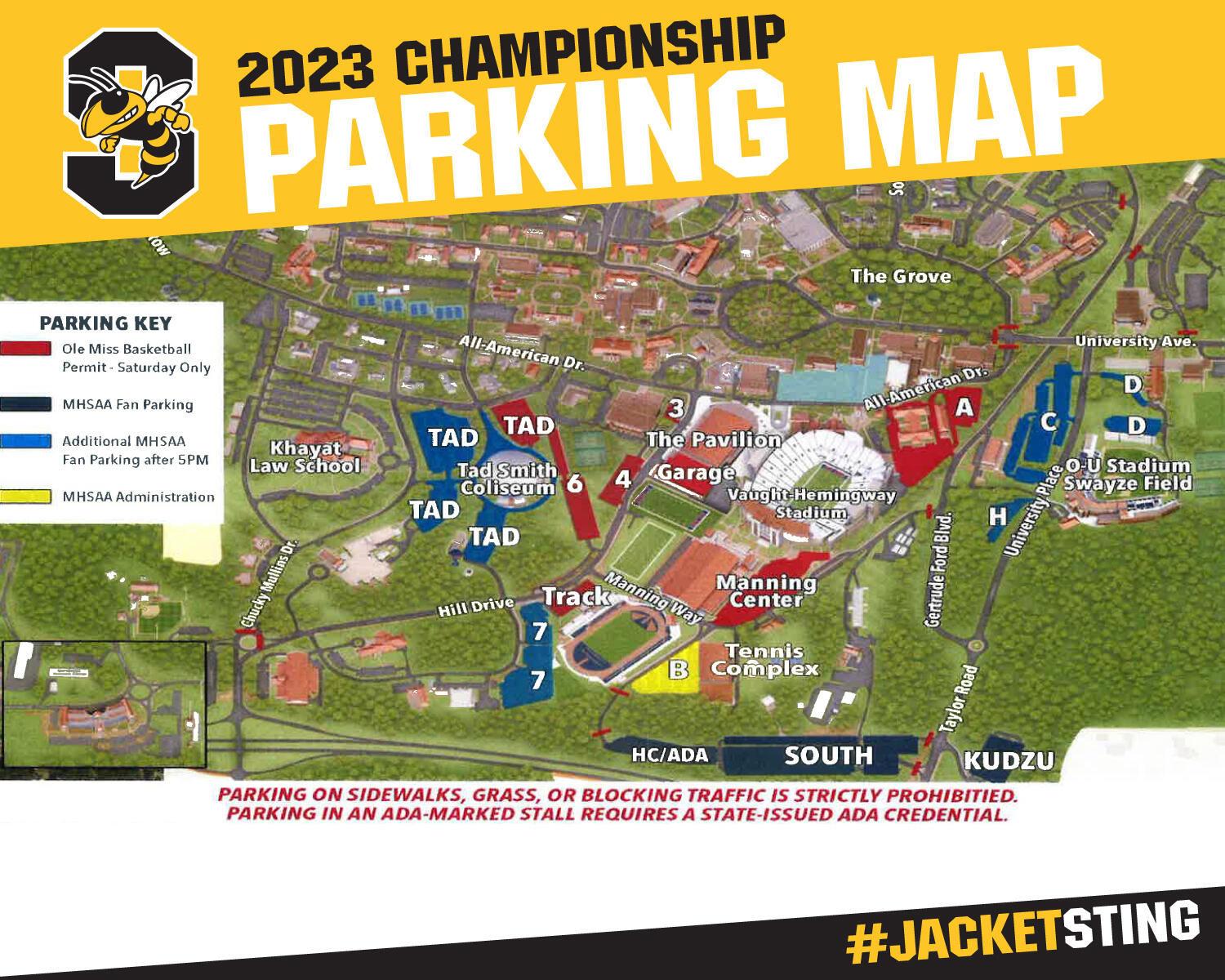 Ole Miss parking map for state championship