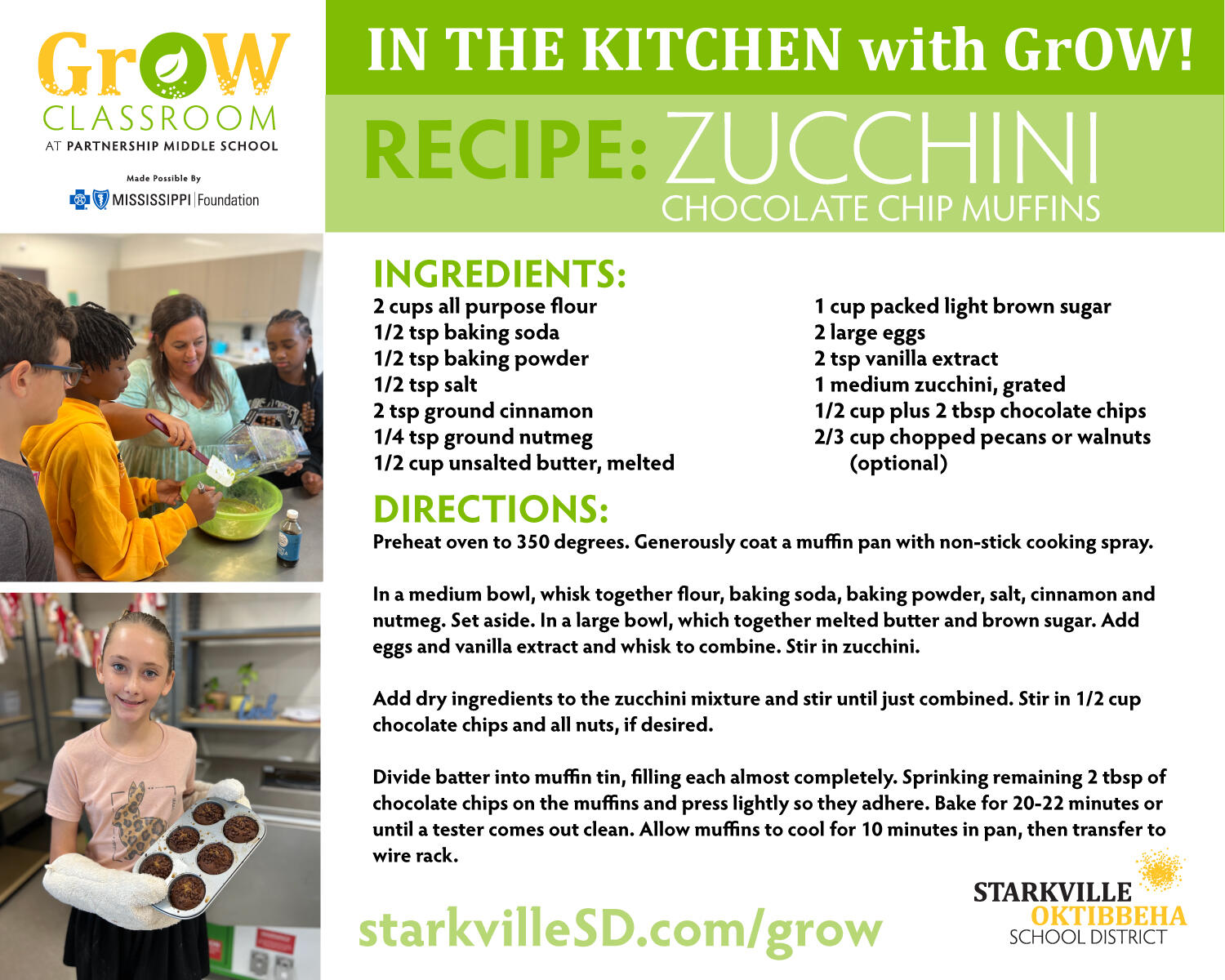 Grow Recipe for Zucchini Muffins