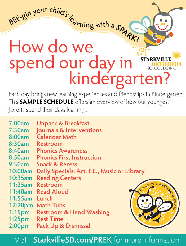 Image showing sample kindergarten schedule