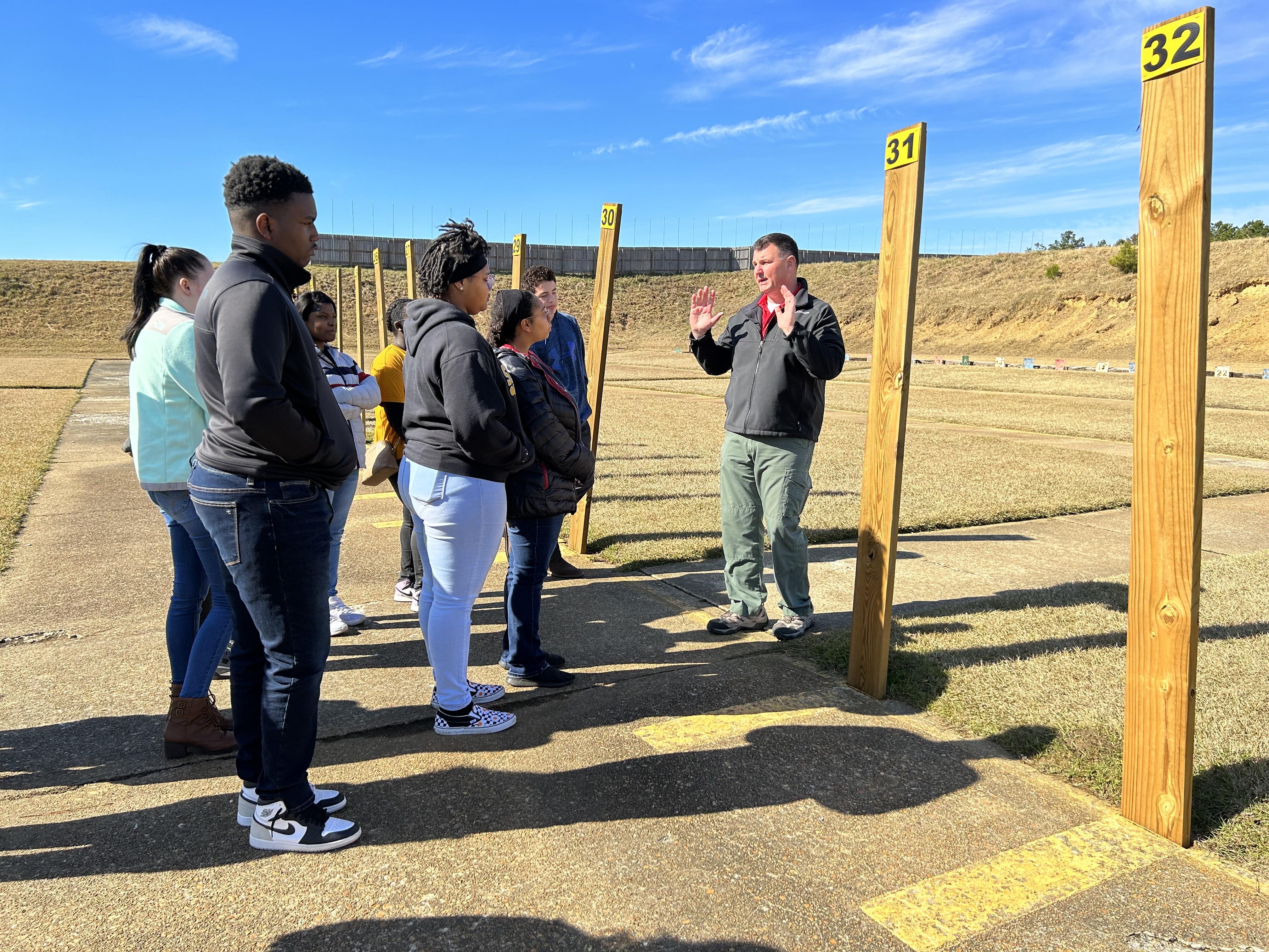 Law and Public Safety students visiting law enforcement training facility
