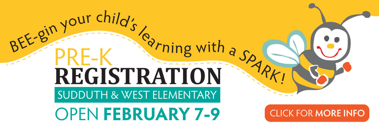 PreK Registration at Sudduth and West Elementary opens February 7-9